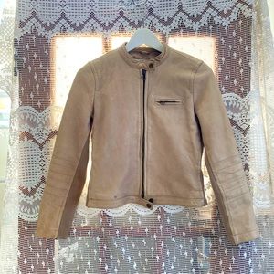 Vintage J.Crew Collection Beige/Cream Calf Leather Jacket Size 2